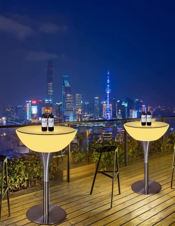 Стол светящийся круглый на металическом основании 80х80х76